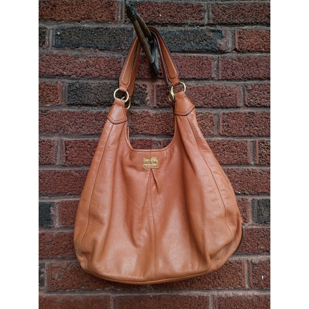 Coach Vintage Madison Maggie Hobo 21225 Cognac Pebbled Leather Shoulder Bag Rar